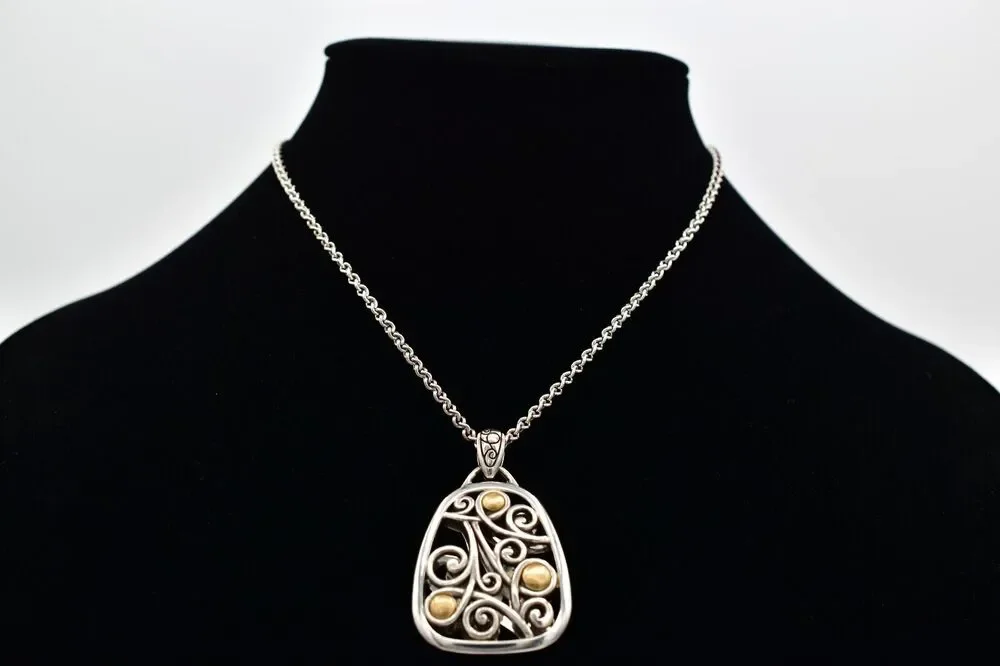 Brighton Adara Reversible Pendant Necklace Gold Silver Plated Chain Signed BinBJ